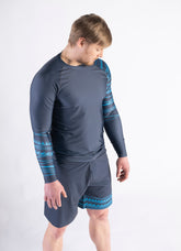 Rashguard in Grey/ Pacific Blue